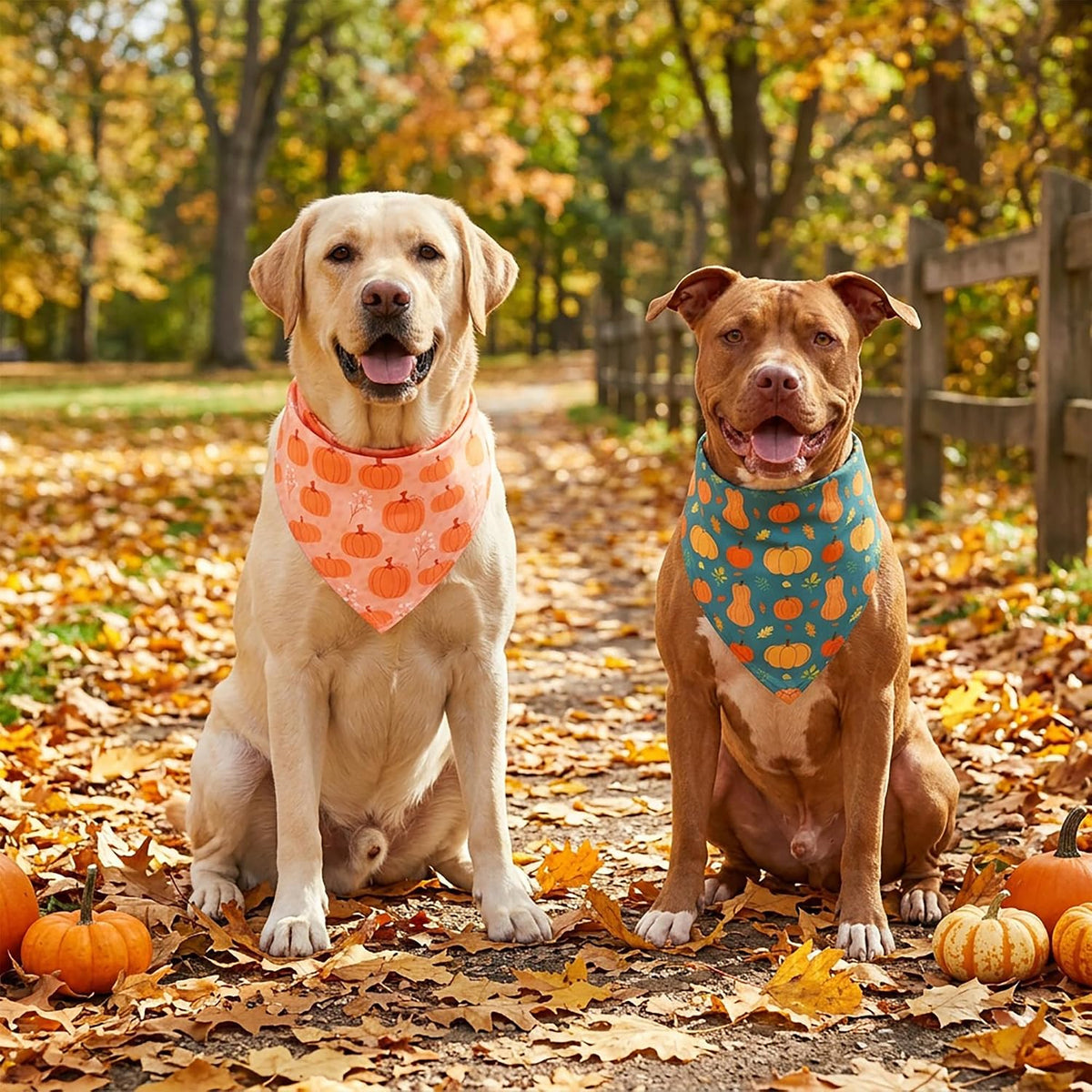 ADOGGYGO 4 Pack Fall Dog Bandana, Pumpkin Leaf Thanksgiving Dog Scarf, XL