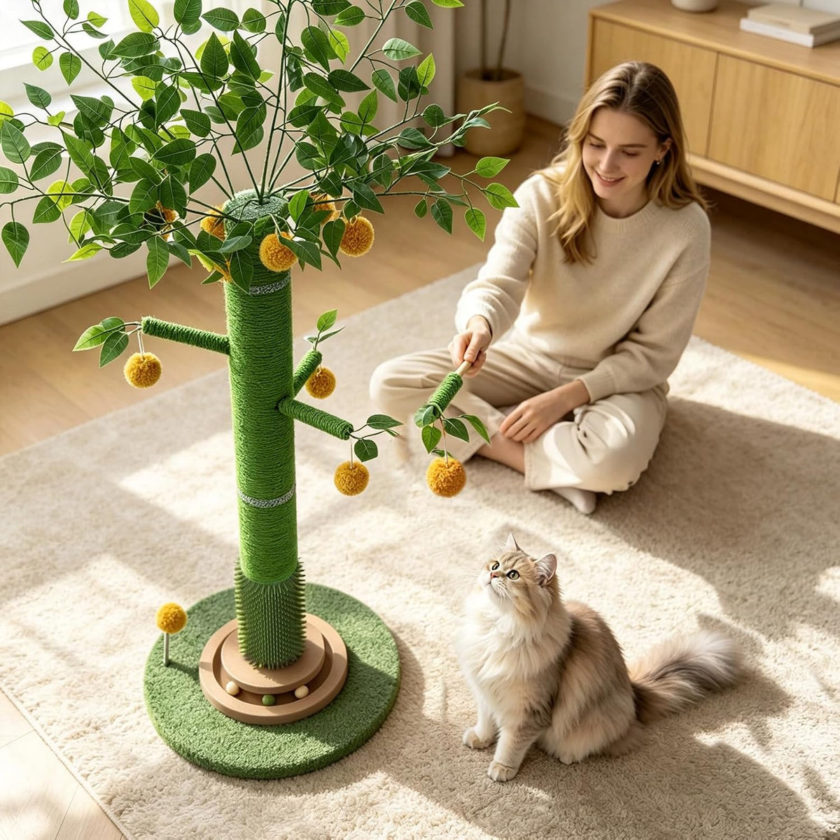 50" Extra Tall Cat Scratching Post for Large Cats, Heavy Duty Scratch Tree