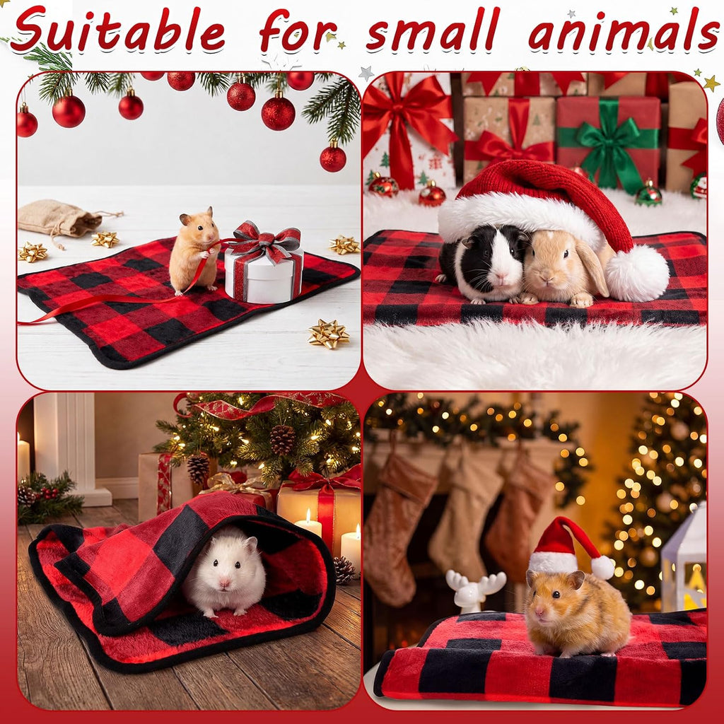Tatuo 4 Pcs Fleece Dog Blankets for Puppy Cat, Red, 24 x 16 in, Plaid
