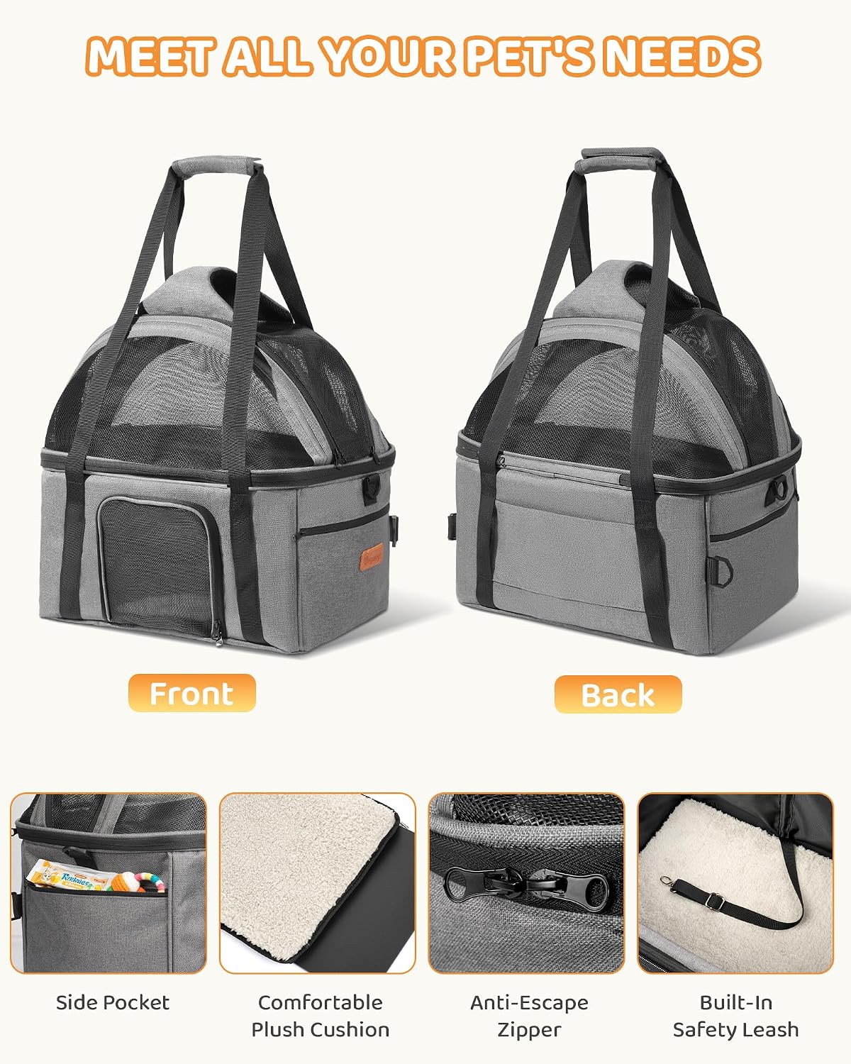 BurgeonNest Top-Expandable Cat Carrier with Full-Open Canopy, Up to 15 lbs