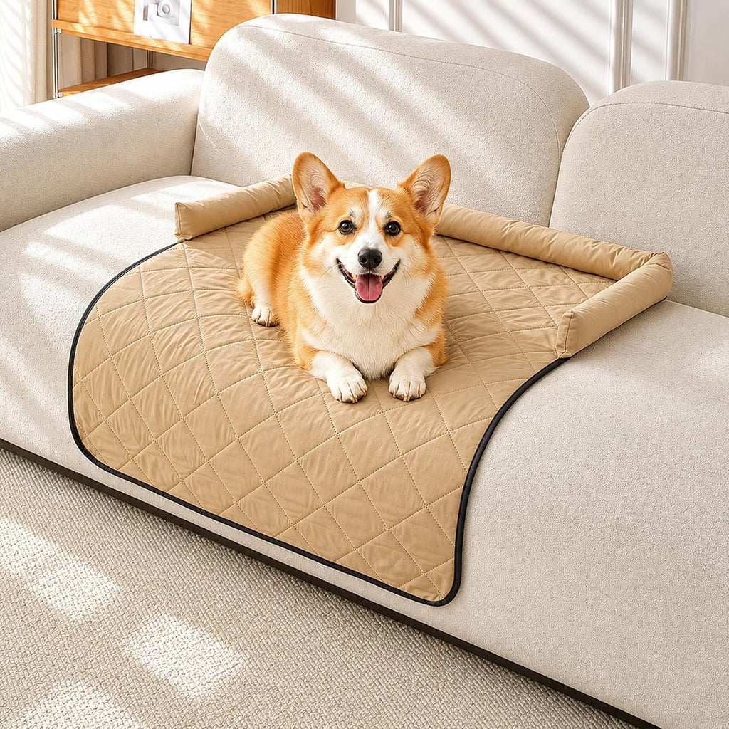 Cooling Dog Bed Mats with Neck & Head Support, 35.43 x31.5 inch Khaki