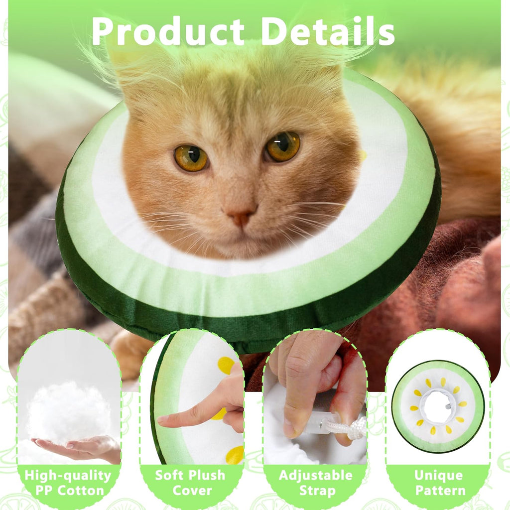 Cat Cone Collar Soft, Adjustable Cat Recovery Cone (Cucumber, S)