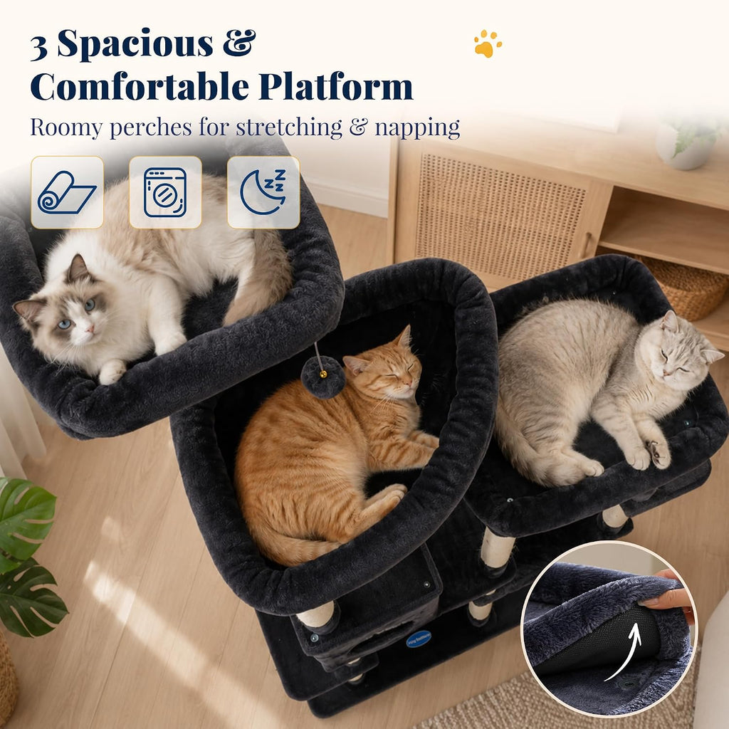 Hey-brother Cat Tree Tower with Stable Extended Base, Big Platform, MPJ078G