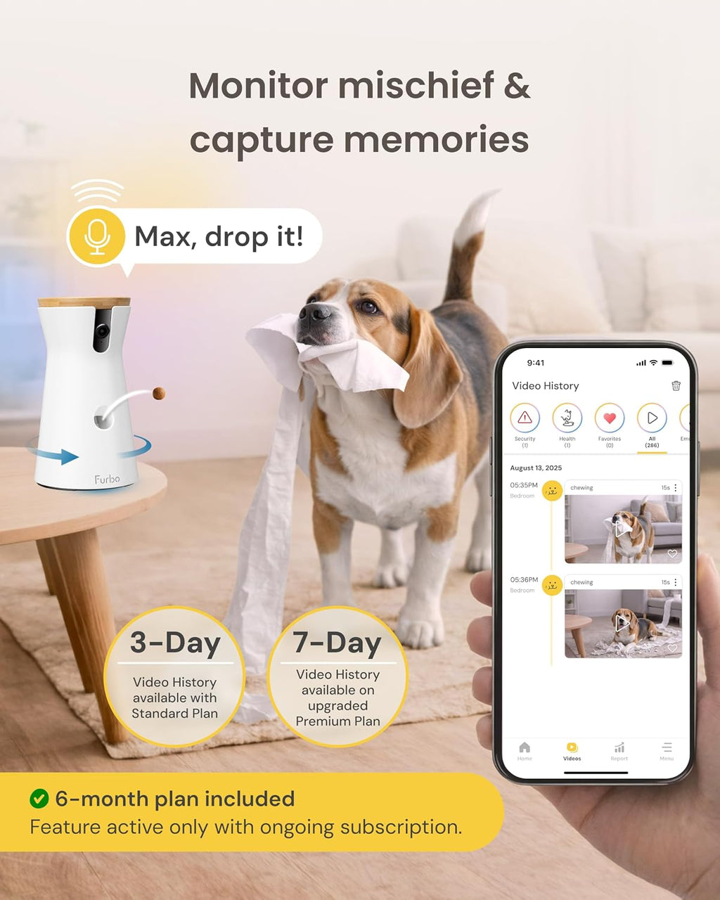 Furbo 360° Dog Camera [6-Month Subscription Included]