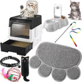 Tioncy 7 Pcs Kitten Litter Box Starter Kit, Enclosed with Shovel, Black