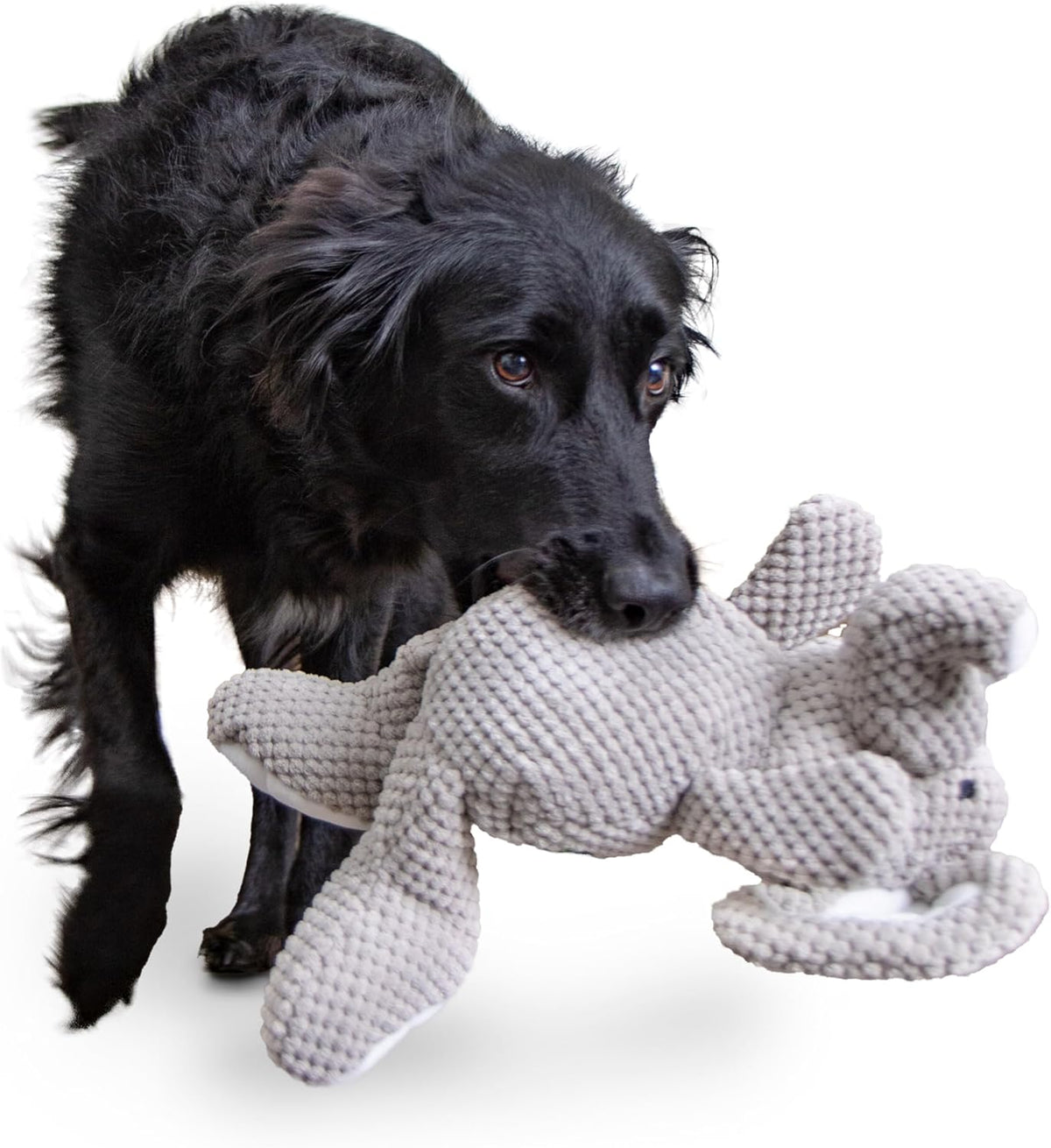 goDog Checkers Elephant Tough Plush Toy with Chew Guard Technology, Durable Checkered Fabric & Squeaker for Active Play, Gray, Large