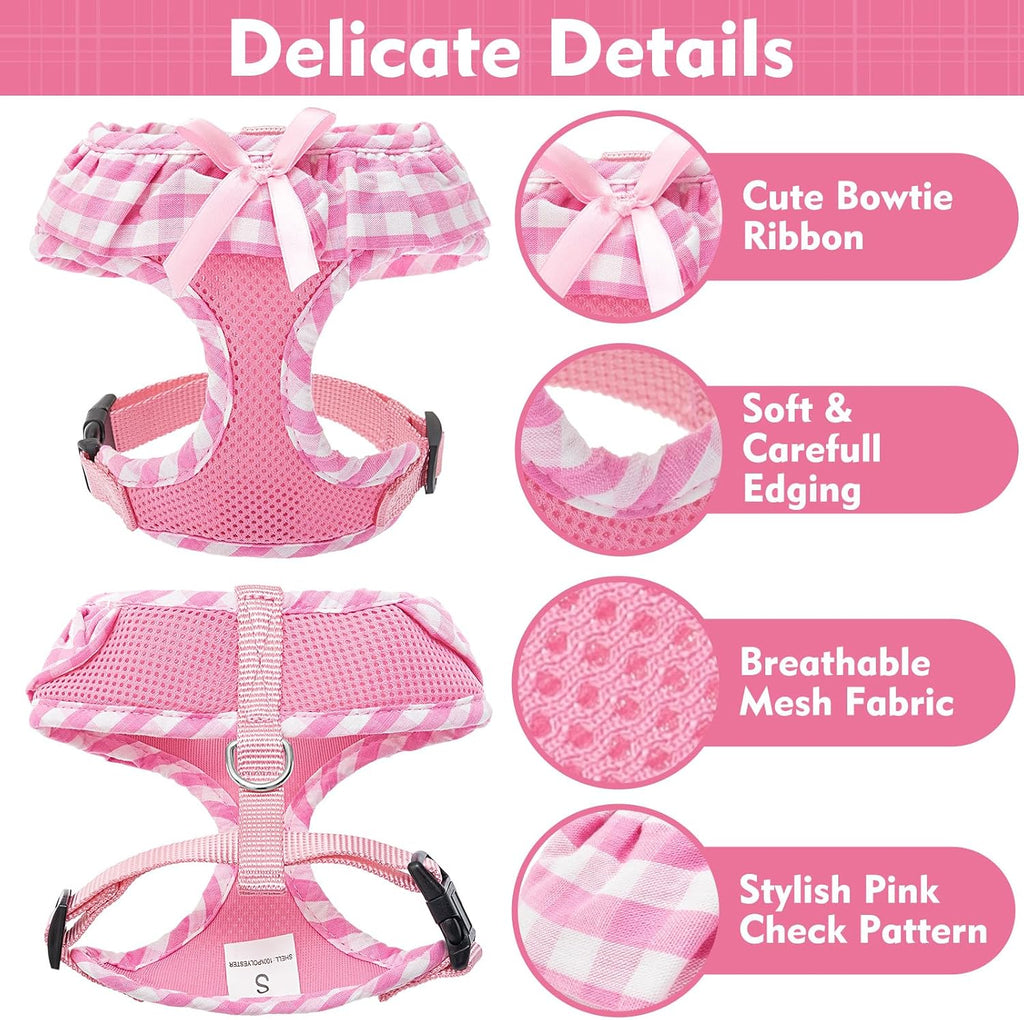 EXPAWLORER Step-in Small Dog Harness and Leash Set, Pink XS