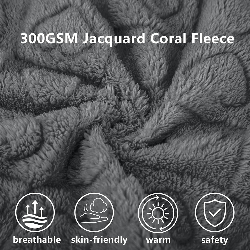 gogobunny Large Pet Blanket for Dogs Cats, Ultra Soft 300GSM Coral Fleece Washable Furniture Protector for Couch Bed Car Seat, Calming Crate Mat Blanket for Large Breeds, Grey, 60x80IN