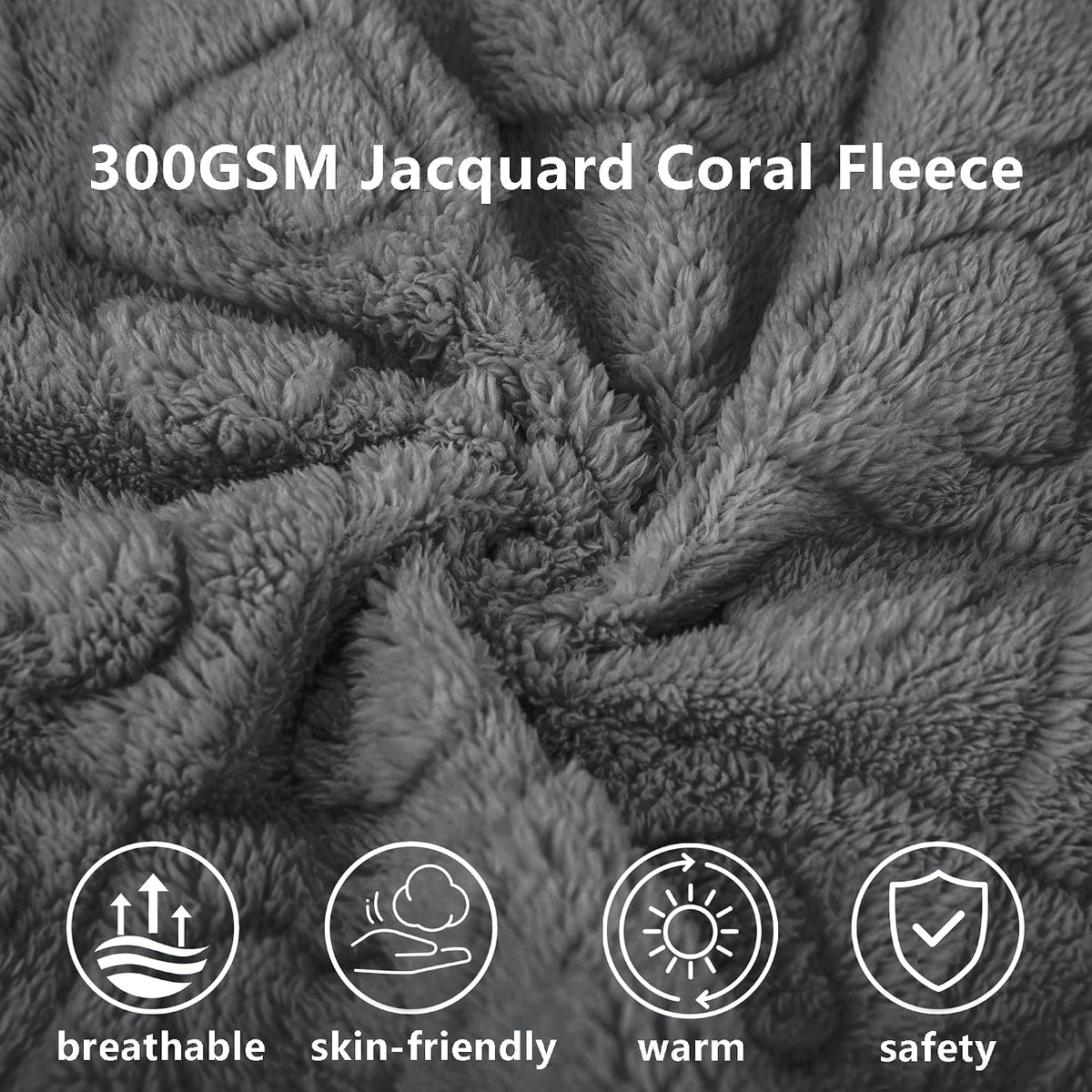 gogobunny Large Pet Blanket for Dogs Cats, Ultra Soft 300GSM Coral Fleece Washable Furniture Protector for Couch Bed Car Seat, Calming Crate Mat Blanket for Large Breeds, Grey, 60x80IN