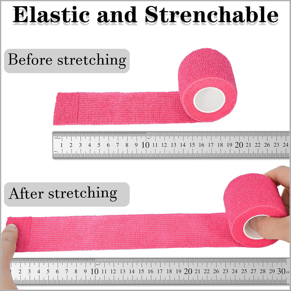 8 Pack 2 in x 5 Yards Cohesive Wrap Self Adhesive Bandage Wrap Elastic Self Adherent Bandage Self Stick Vet Tape for Athletic, Wrist, Ankle, Knees, Pets (Pink)