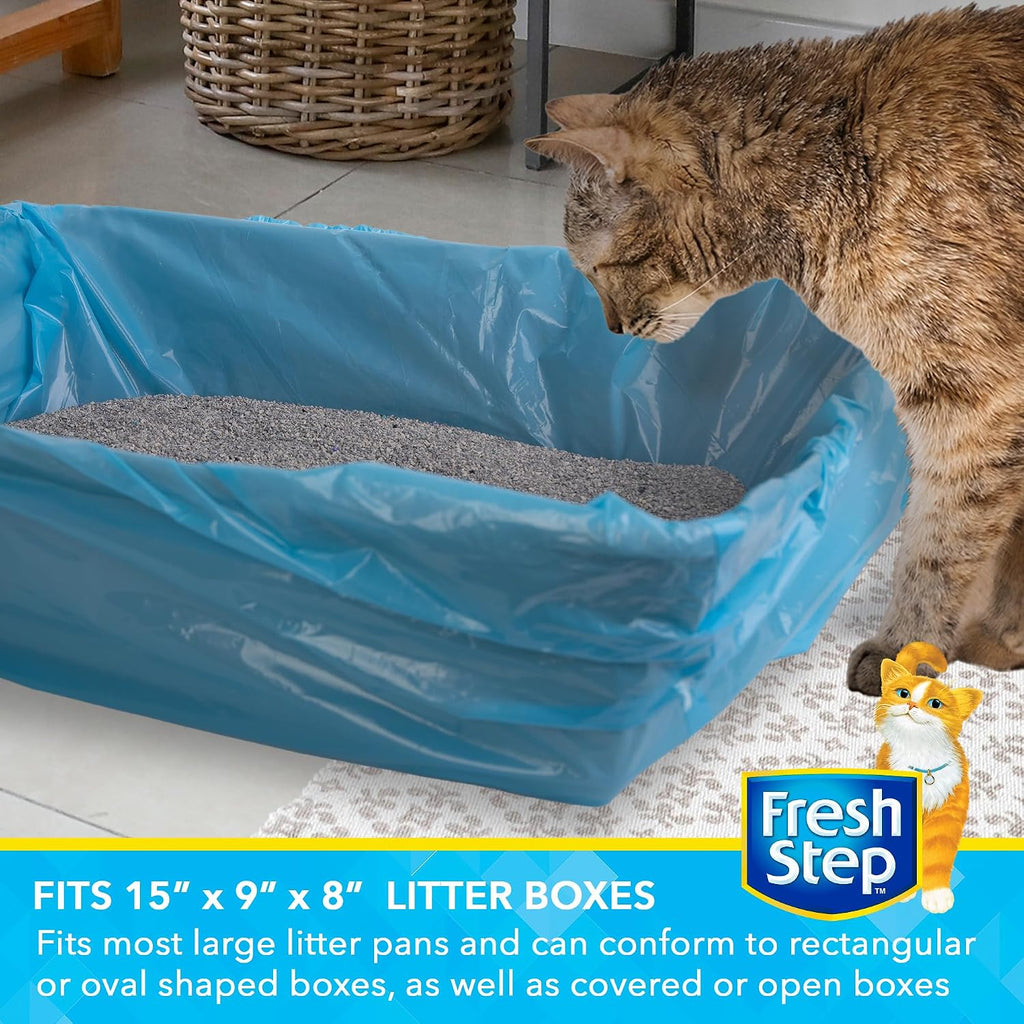 Fresh Step Drawstring Cat Litter Liners, Scented, 2.5 ft x 17 in, 7ct, 3-Pk | Heavy-duty bags for large oval or rectangle pans, drawstring closure for easy, mess-free lift-out cleanup