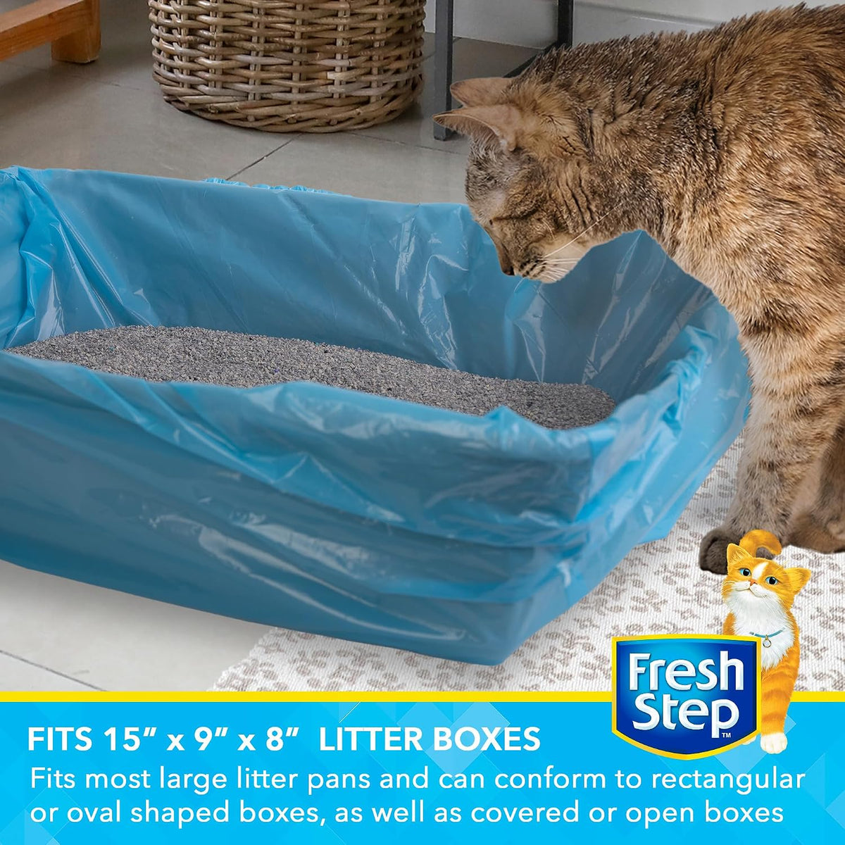 Fresh Step Drawstring Cat Litter Liners, Scented, 2.5 ft x 17 in, 7ct, 3-Pk | Heavy-duty bags for large oval or rectangle pans, drawstring closure for easy, mess-free lift-out cleanup