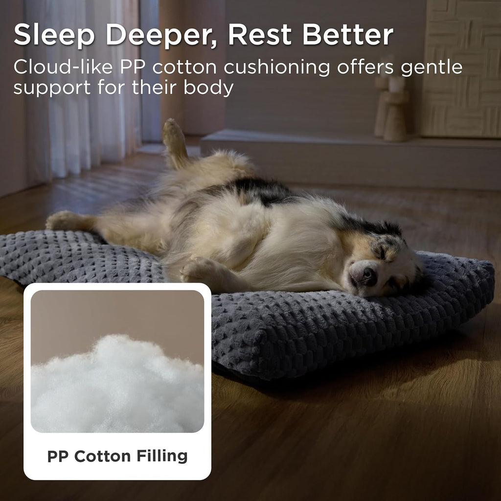 Bedsure Washable Dog Bed for Crate Medium Size Dog, Soft Bubble Fleece, 29"