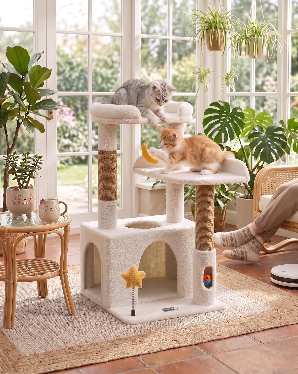 Small Cat Tree for Kittens, 30" Compact Cat Tower with Wide Base
