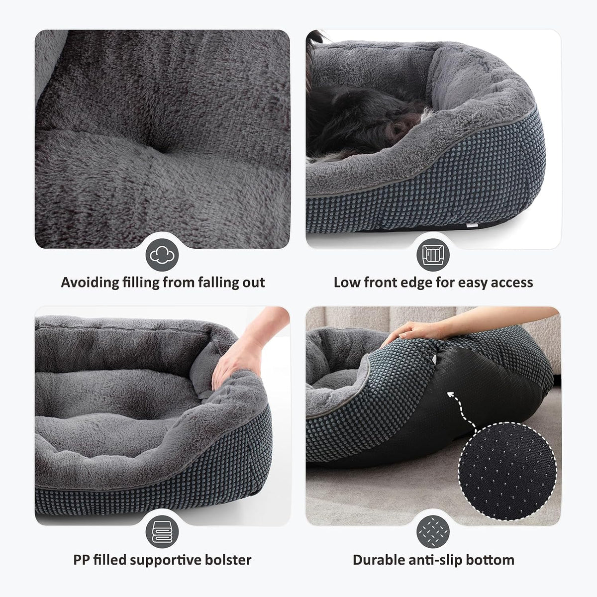 INVENHO XL Dog Beds Large Sized Dog, Washable Orthopedic Warming Soft Sleeping Durable with Anti-Slip Bottom