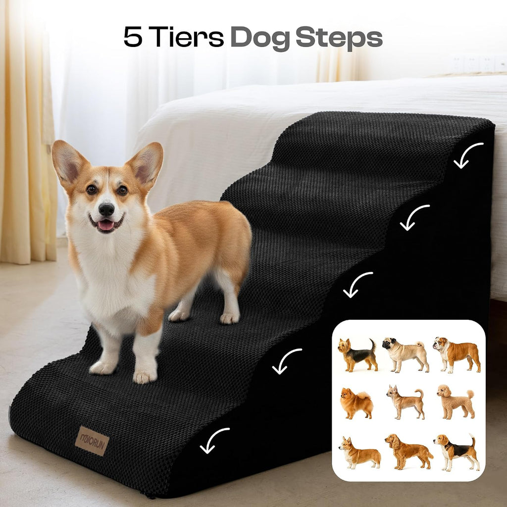 Miorun Extra Wide Dog Stairs for Large Dogs, 25" H Pet Steps for High Beds