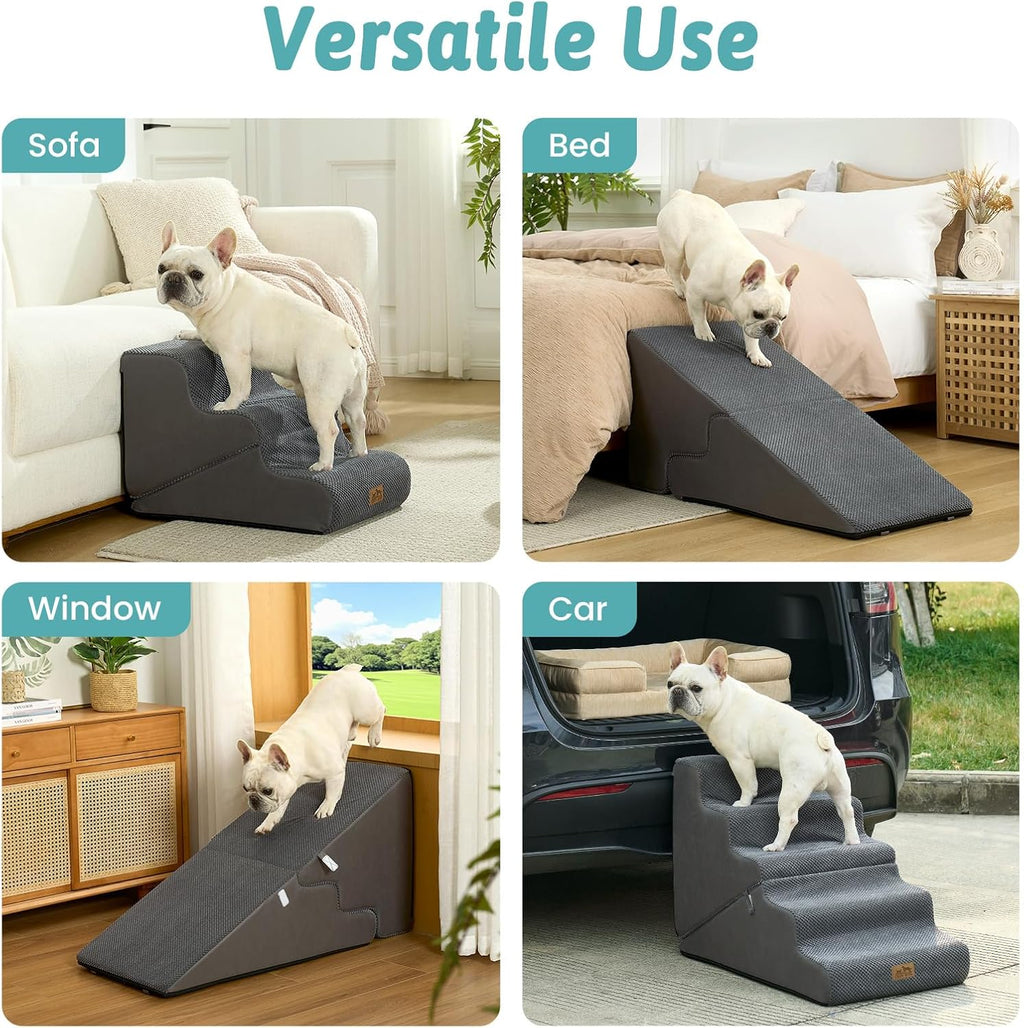 COZY KISS Dog Stairs for Small Dogs, 4-Step 2-in-1 Dog Steps,19.7" H