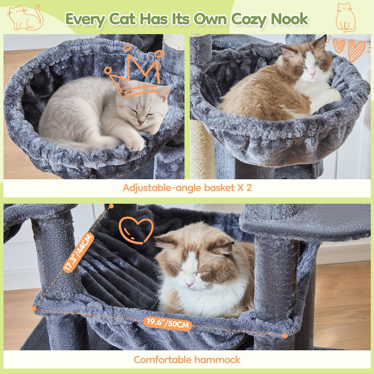 Taoqimiao 72 in Cat Tree, XXL Cat Tower for Indoor Cats Large Adult 25Lbs+