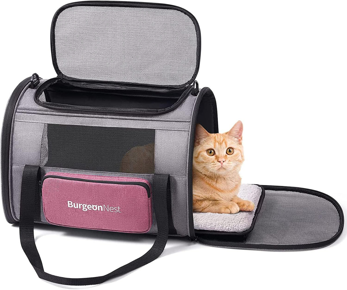 BurgeonNest Soft Cat Carrier for Cats up to 20 Lbs, Top Load Pet Carry Bag