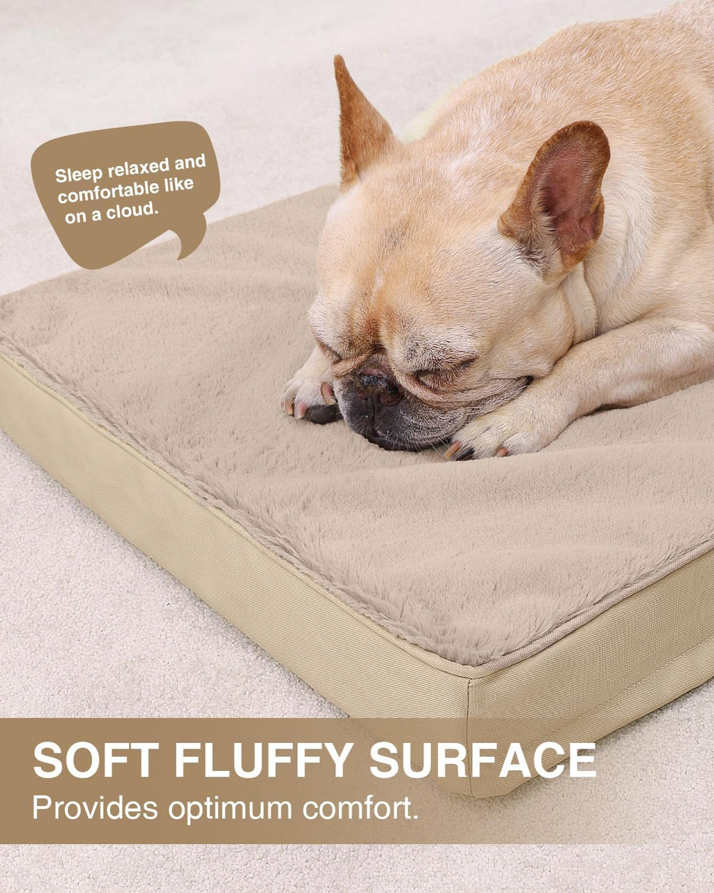 KSIIA Orthopedic Dog Bed for Medium Dogs with Waterproof Lining,Khaki,29x18