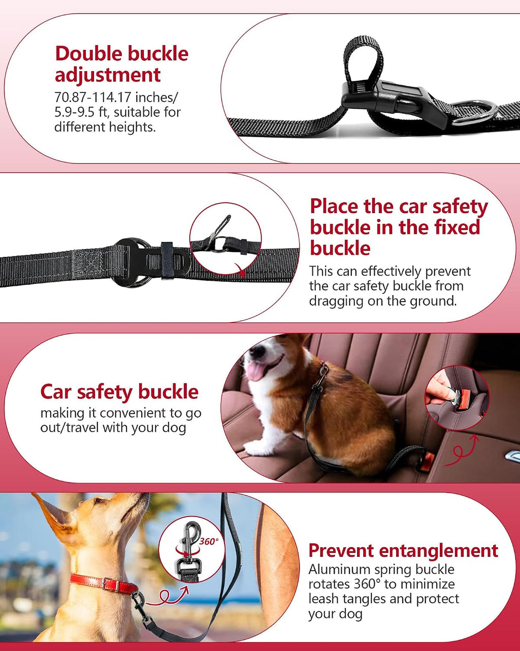Hands Free Dog Leash, Multifunctional Crossbody Dog Leash