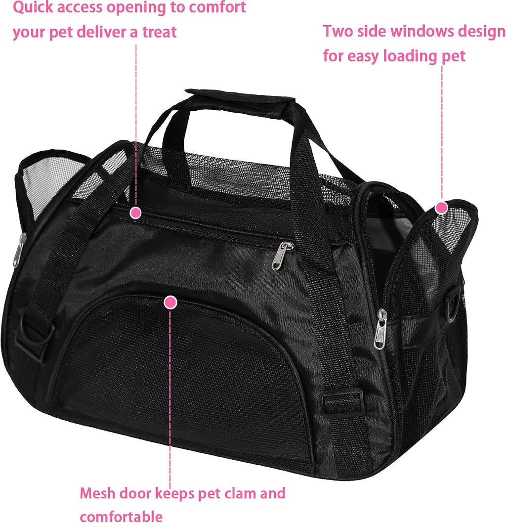 MuchL Pet Carrier Soft-Sided Carriers for Cat Carriers Dog Carrier for Small Medium Cats Dogs Puppies Pet Carrier Airline Approved Cat Dog Pet Travel Carrier (Medium,Black)
