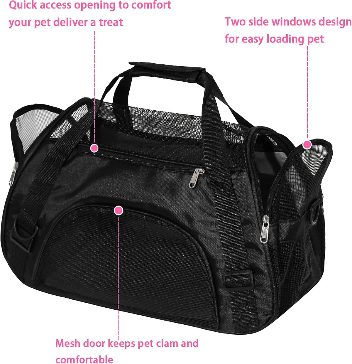 MuchL Pet Carrier Soft-Sided Carriers for Cat Carriers Dog Carrier for Small Medium Cats Dogs Puppies Pet Carrier Airline Approved Cat Dog Pet Travel Carrier (Medium,Black)
