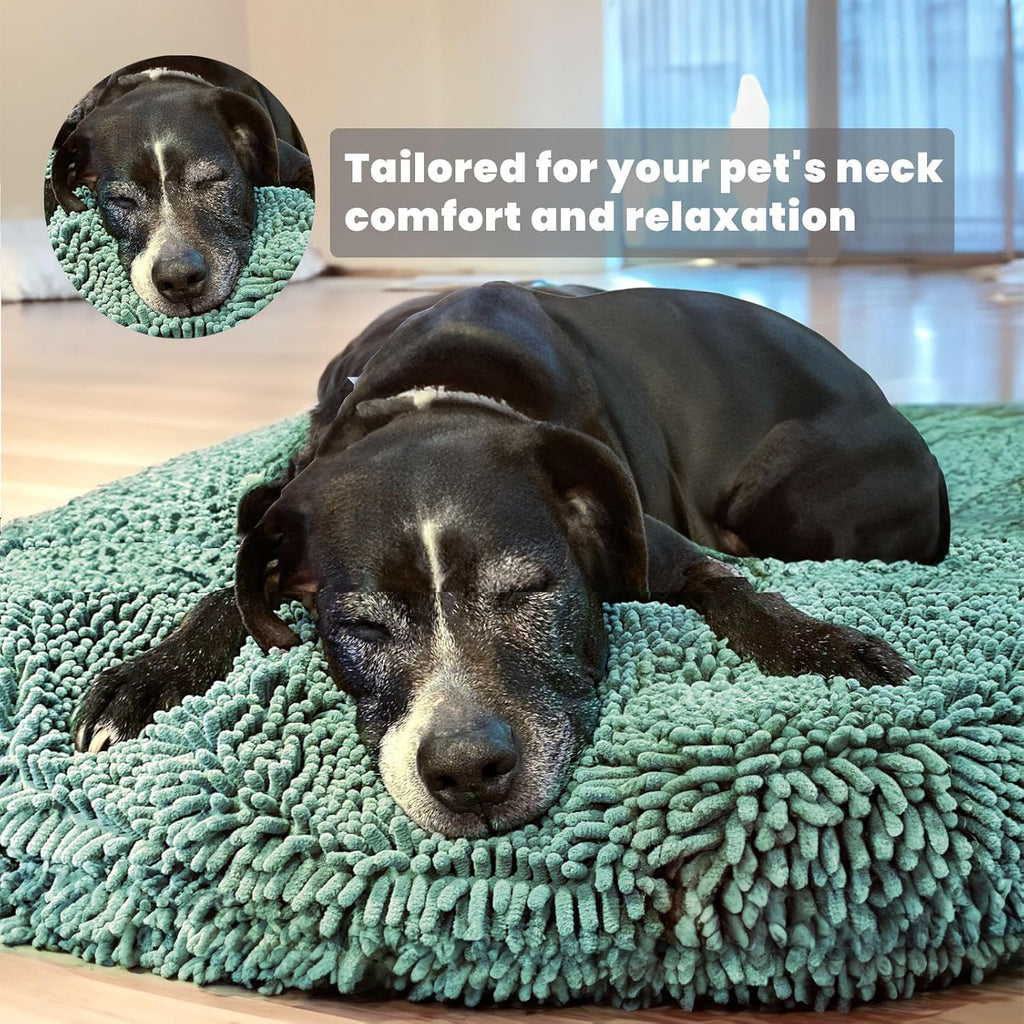 Muddy Mat® Cloud K-9 Bed for Dogs & Cats, Soft & Relaxing Donut Dog Bed, Chenille Material, Removable Cover, Washable & Dryer Safe–Seafoam Green Small(25'x25')