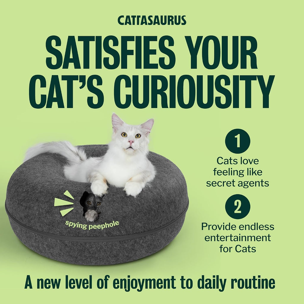 Peekaboo Cat Cave Donut for Multiple & Jumbo Cats up to 45 lbs, Dark Gray