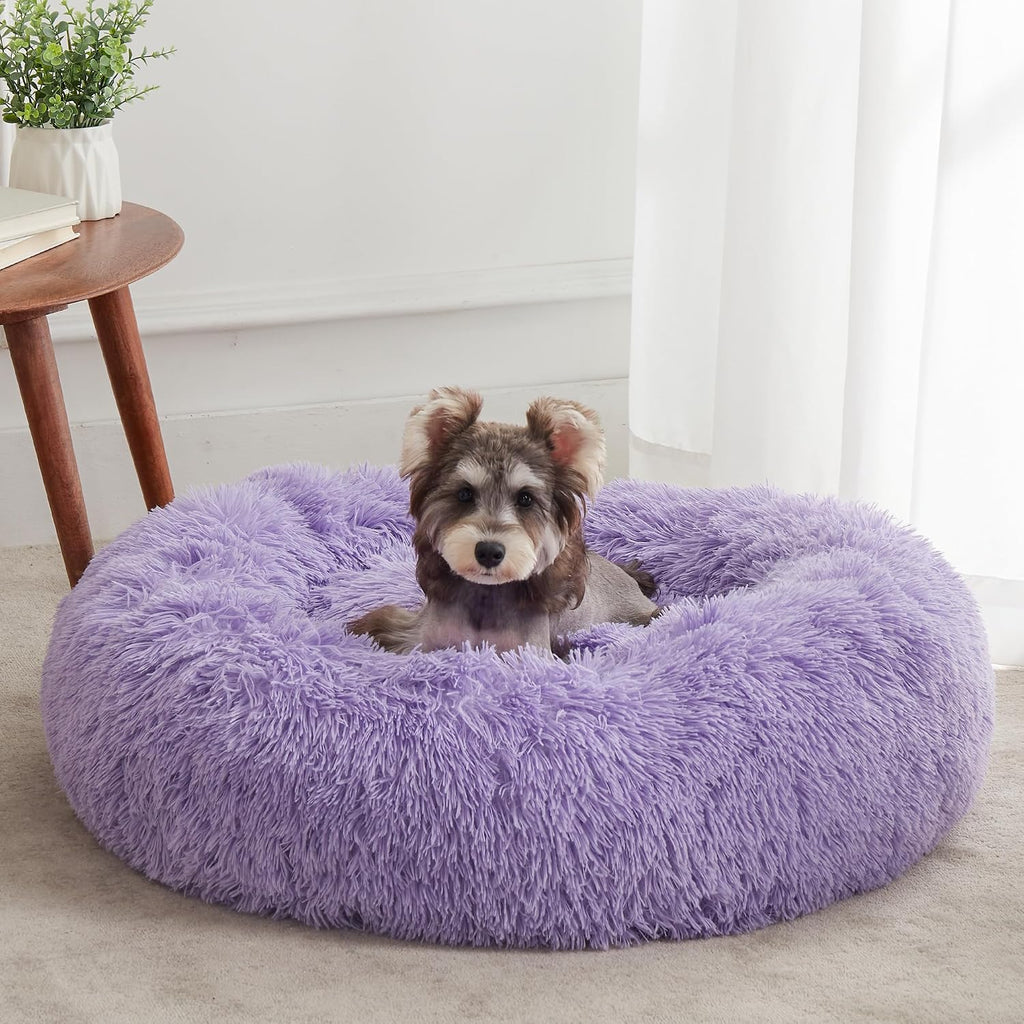 Western Home Calming Donut Medium Dog Bed Washable Pet Bed,30" Purple