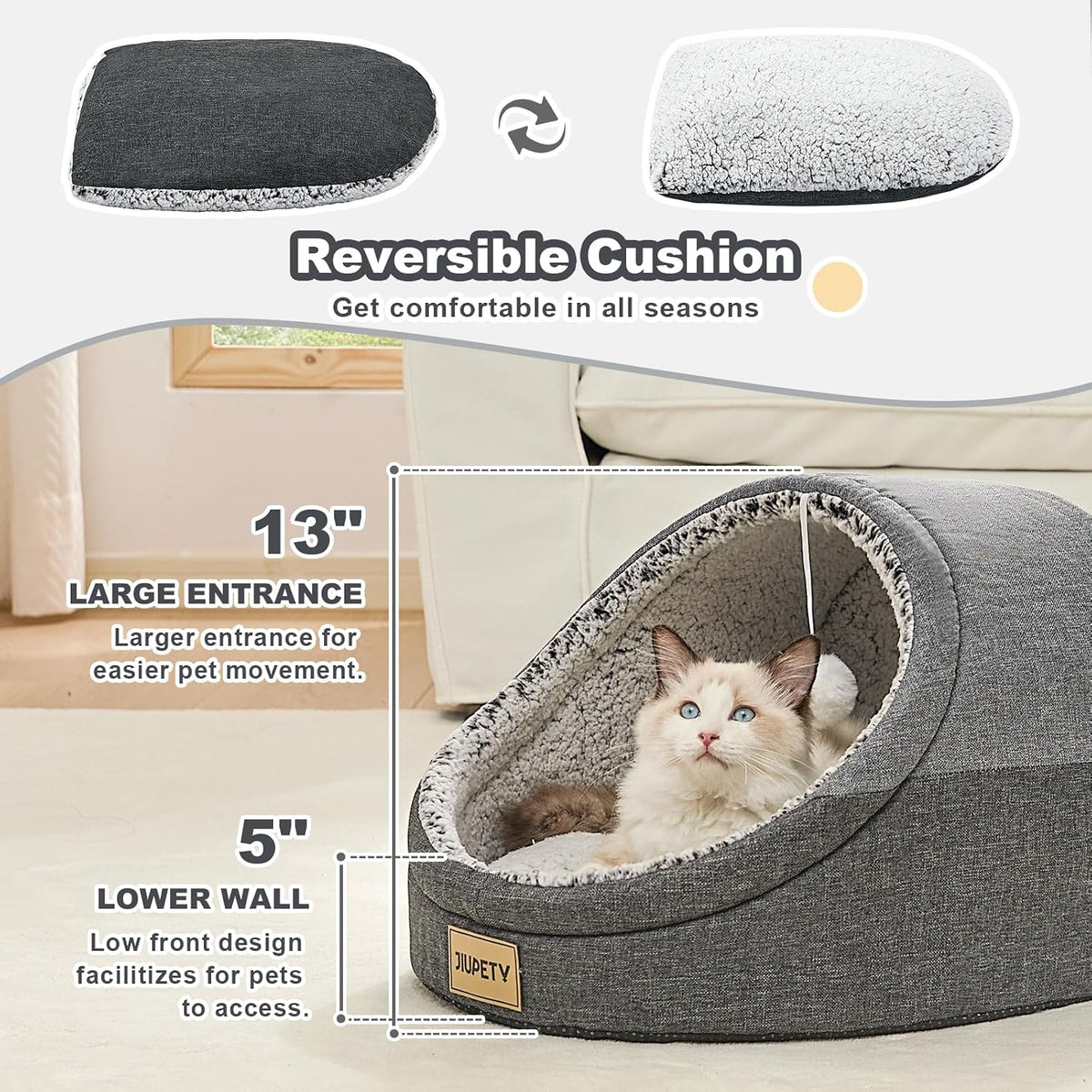 Cute Cat Beds for Indoor Cats, Cat Cave Bed for Kittens,Large Cat Cave