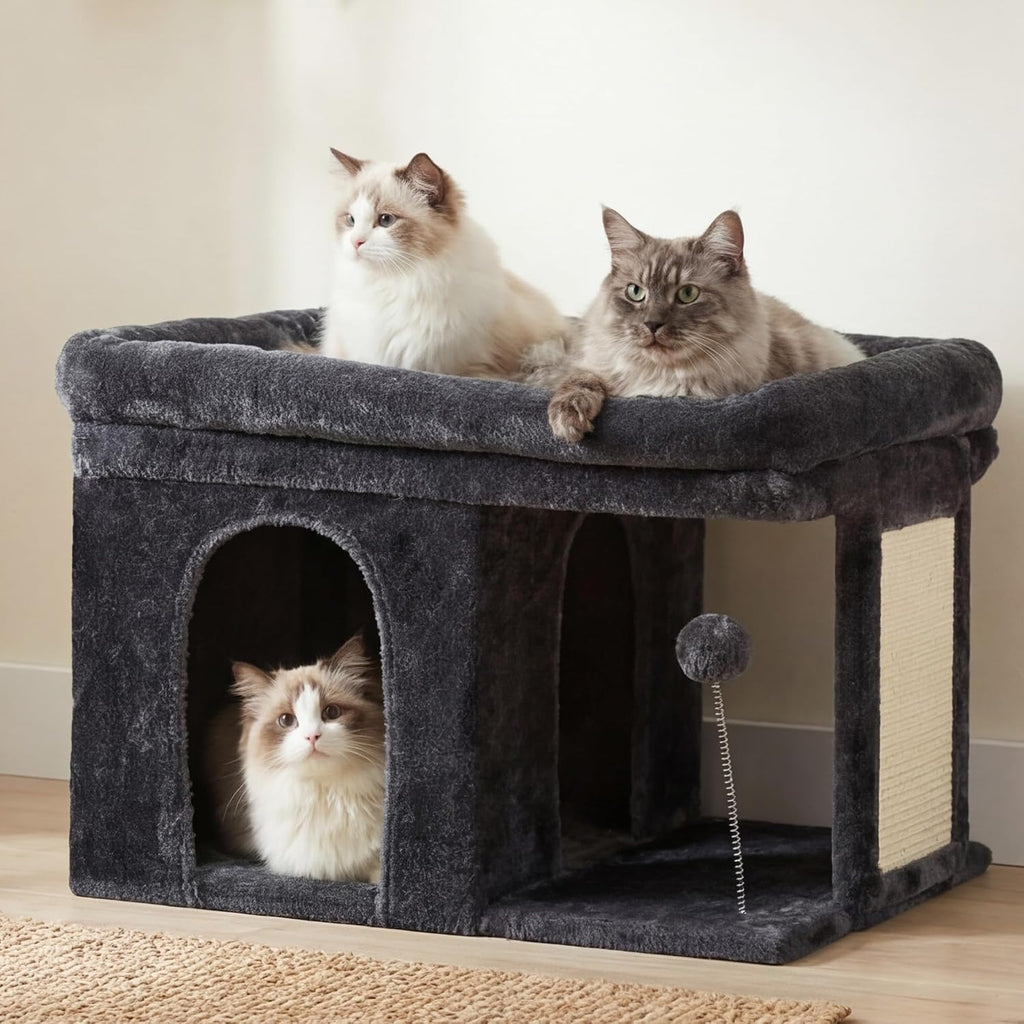 Heybly Cat Tree, 14" Cat Tower with Large Cat Bed & Condo HCT203SG