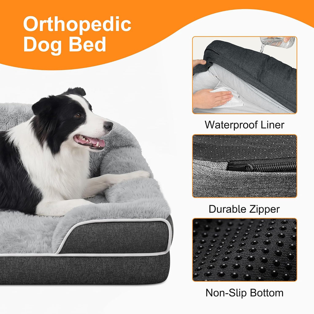 Extra Large Orthopedic Dog Bed, 53"x42", XXXL Washable Pet Couch Bed