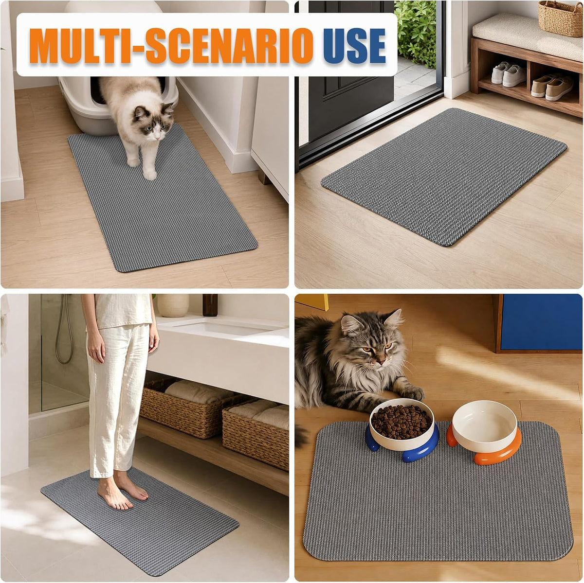 Cat Litter Mat 23''x17'', Non-Slip Litter Trapping Mat for Litter Box