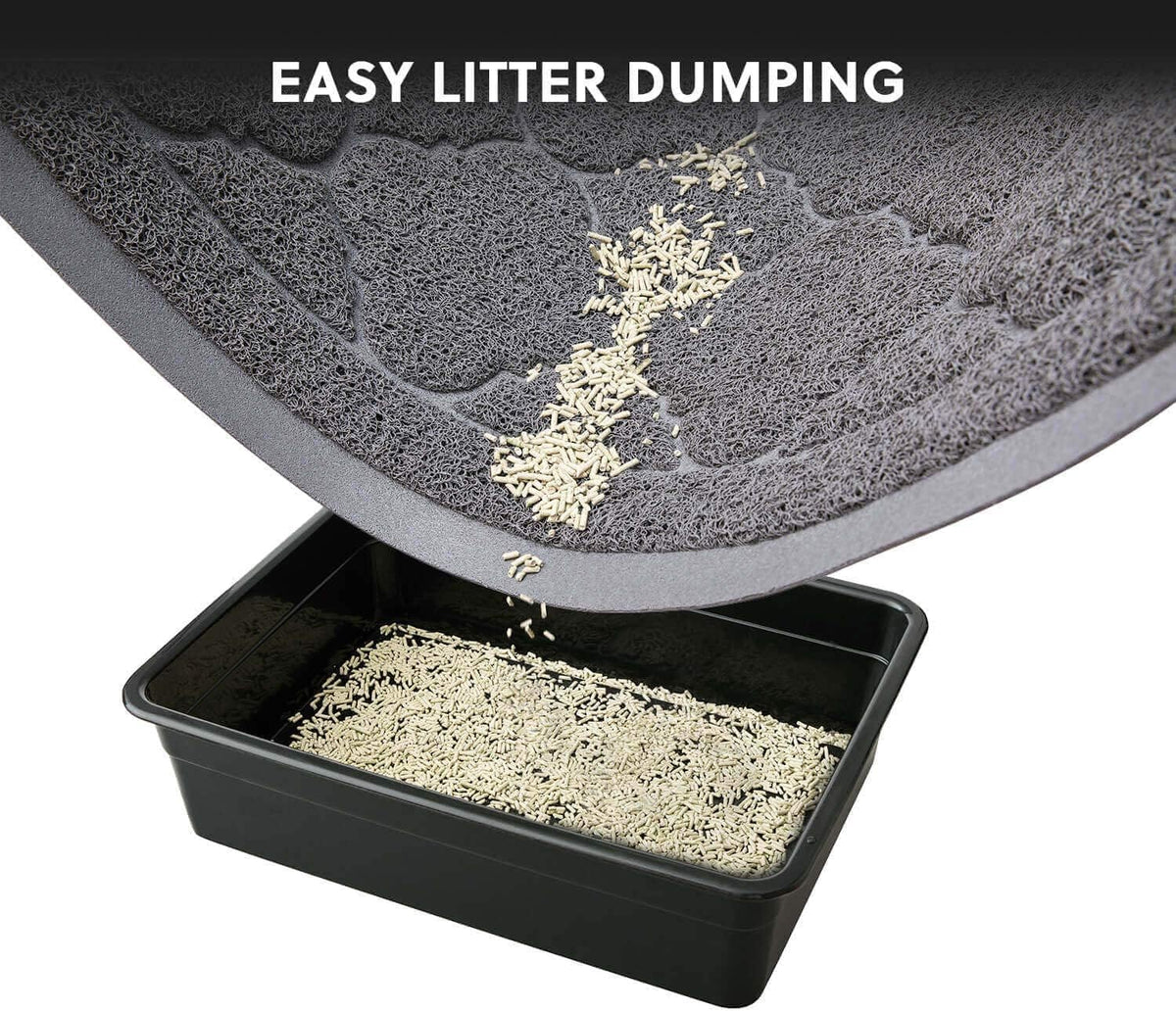 WePet Cat Litter Box Mat, Kitty Premium PVC Pad, Durable Trapping Rug, Phthalate Free, Urine-Resistant, Scatter Control, L 35 x 23 Inch, Grey
