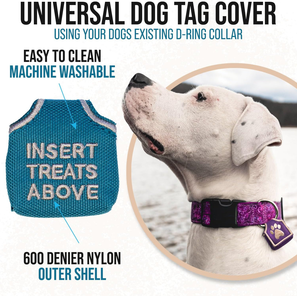 Woofhoof Dog Tag Cover (Brown Insert Treats Above)