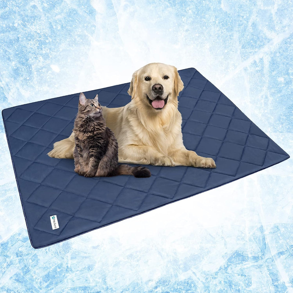 PetAmi Cooling Dog Blanket Queen Bed Lightweight for Pet Cat, 90x90 Navy