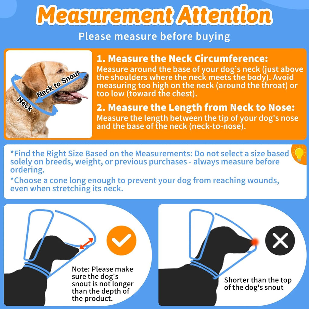 Dog Cone Collar, Clear Soft Cone to Stop Licking, Breathable Mesh