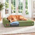 Sytopia Orthopedic Dog Beds for Extra Large Dogs, 7" Extra Thick Memory Foam Canvas Pet Bed with Durable Chew Proof Fabric Cover, Waterproof Liner & Washable Cover, Nonskid Bottom, Green