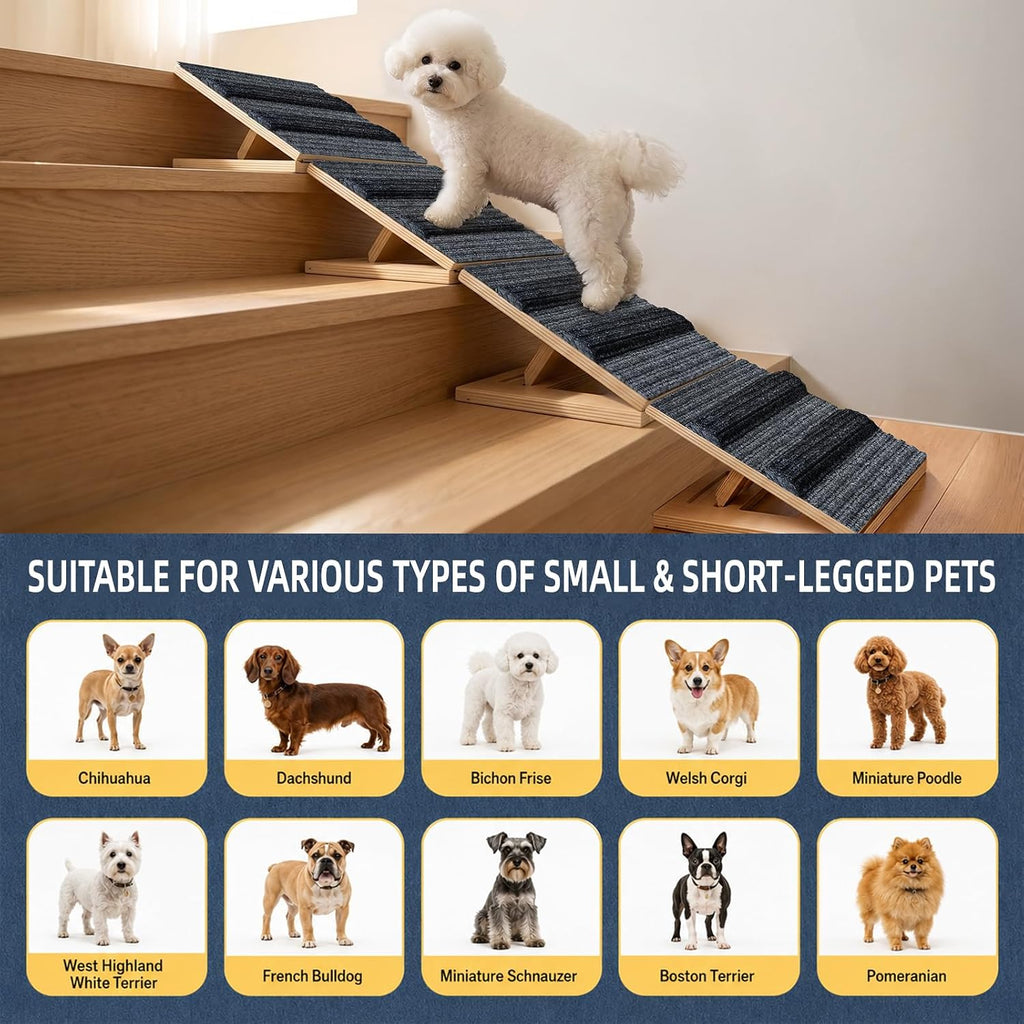 Upgraded Dog Ramps for Stairs, Adjustable Stair Ramp for Dogs (4.7"–7")