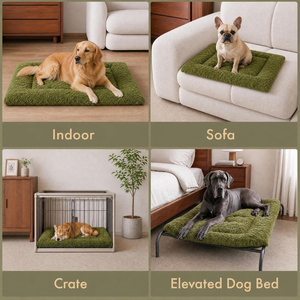Exsnugy Washable Dog Bed Mat Medium Size Fluffy Pet Crate Pad 30x19