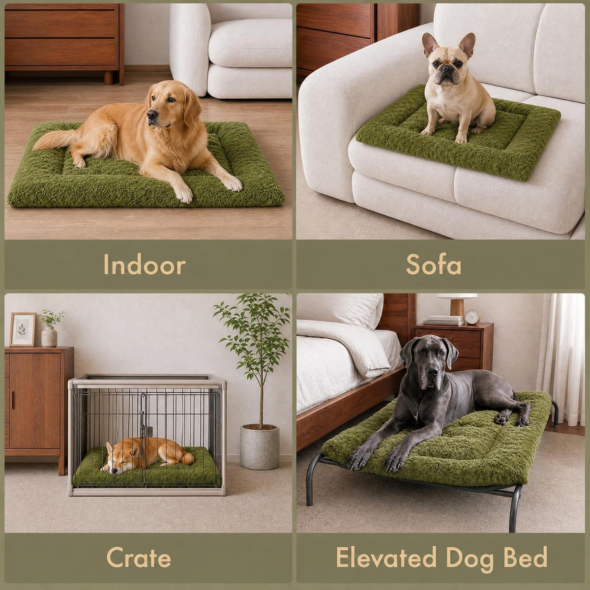 Exsnugy Washable Dog Bed Mat Medium Size Fluffy Pet Crate Pad 30x19