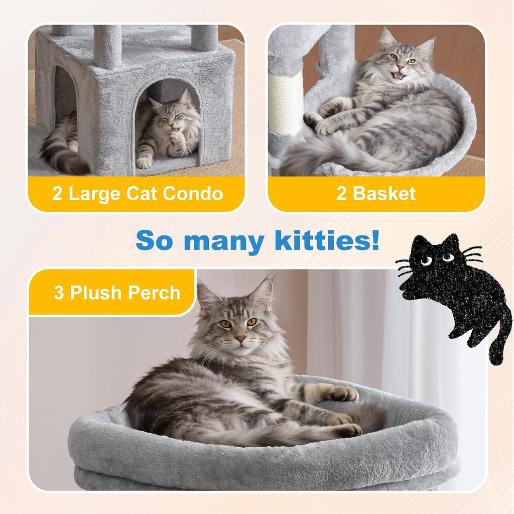 Hey-brother Cat Tree Tower with Tiered Padded Platforms, Condos, MPJ084W