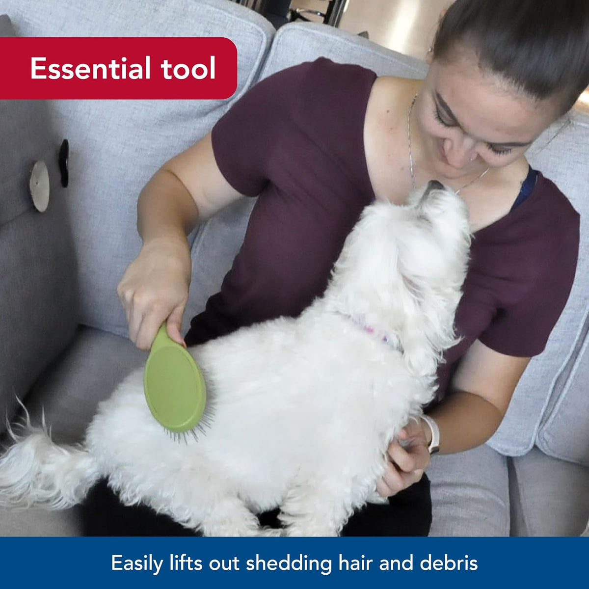 Coastal Pet Safari Wire Pin Brush - No-Slip Plastic Handle for Short and Long Pet Hair - 9.25" x 2.5" Compatible Grooming Tool 