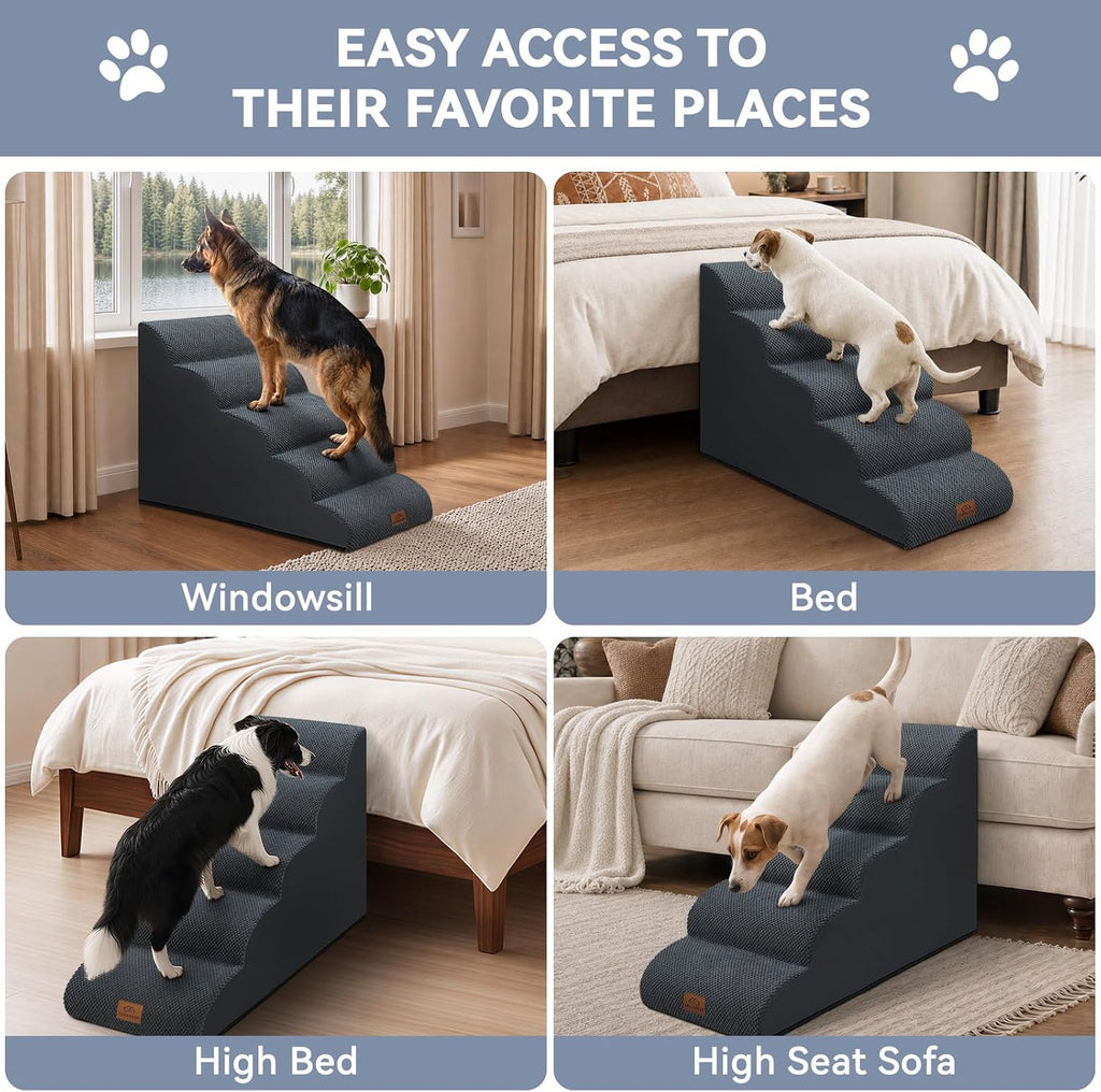 Zerbuger Dog Ramp and Stair for Bed 16" H-22 H,3-Step Cat Stair for Sofa