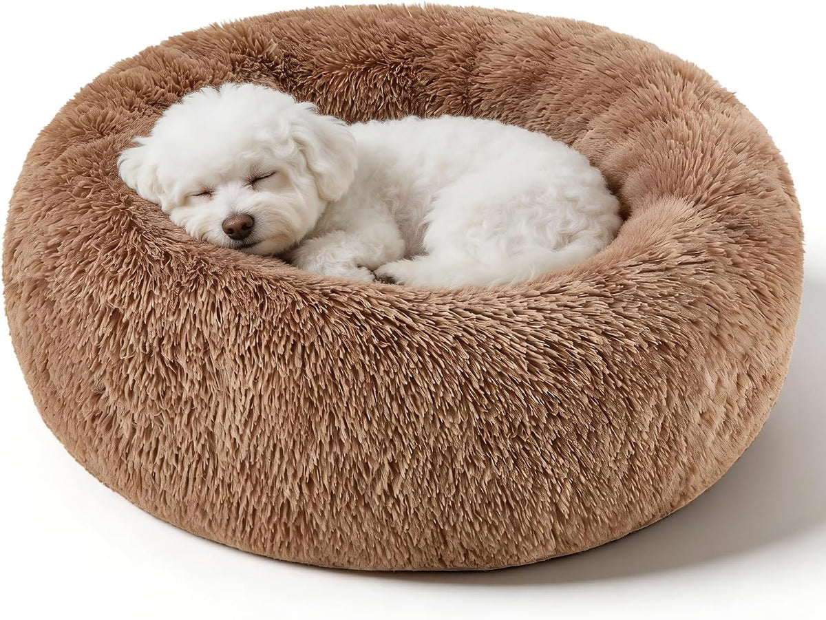 Dog Calming Beds for Small Medium Dogs Donut Round Washable Anxiety Dog Bed