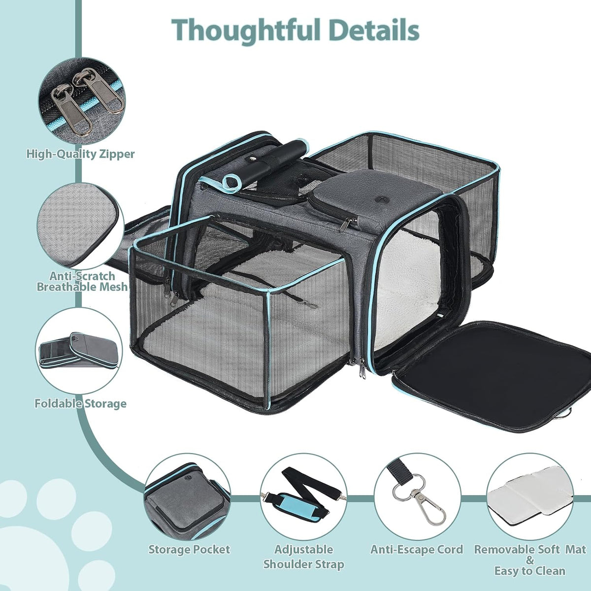Pesen Expandable Dog and Cat Carrier, Airline Approved, Soft-Sided