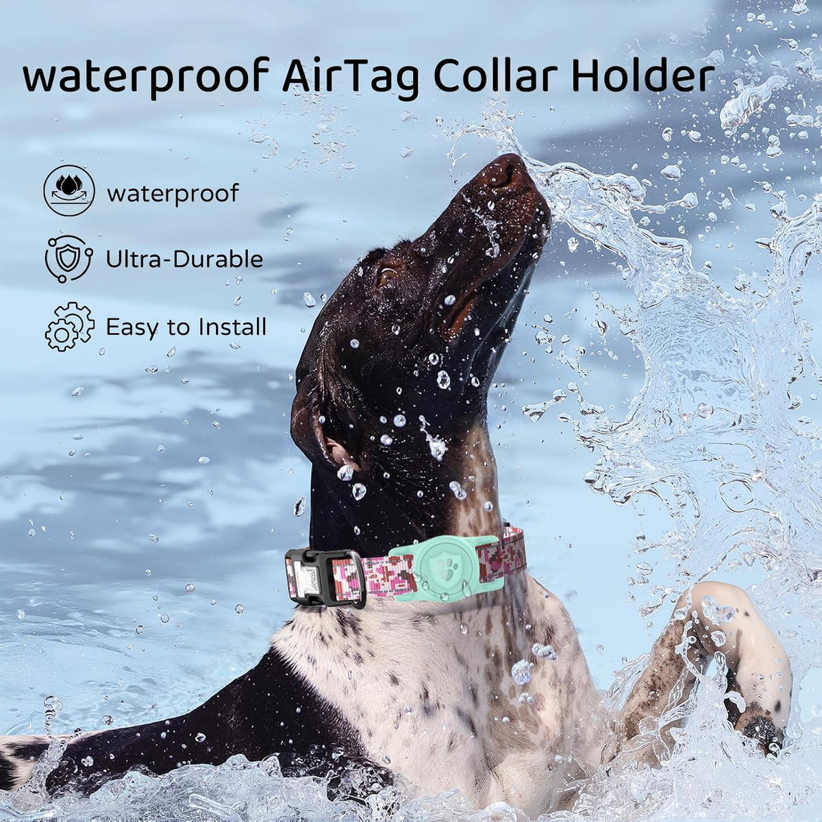 IP68 Waterproof AirTag Holder for Dog Collar, Silicone, Light Green