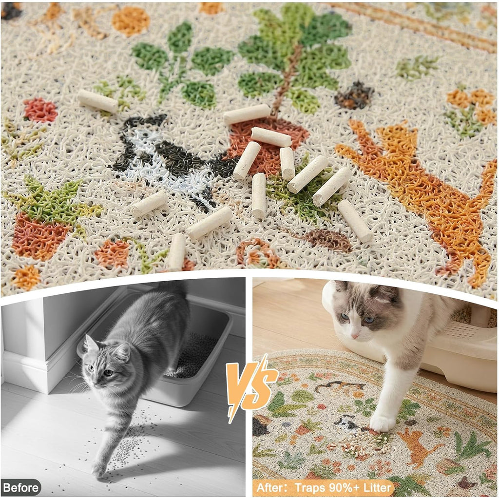 Bienbee Cat Litter Mat, 33" x 22" Dense Trapping Mesh for Litter Boxes