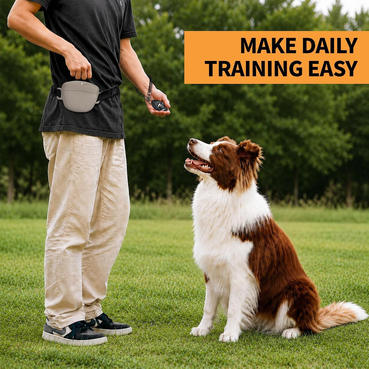 Silicone Dog Treat Pouch with Training Clicker